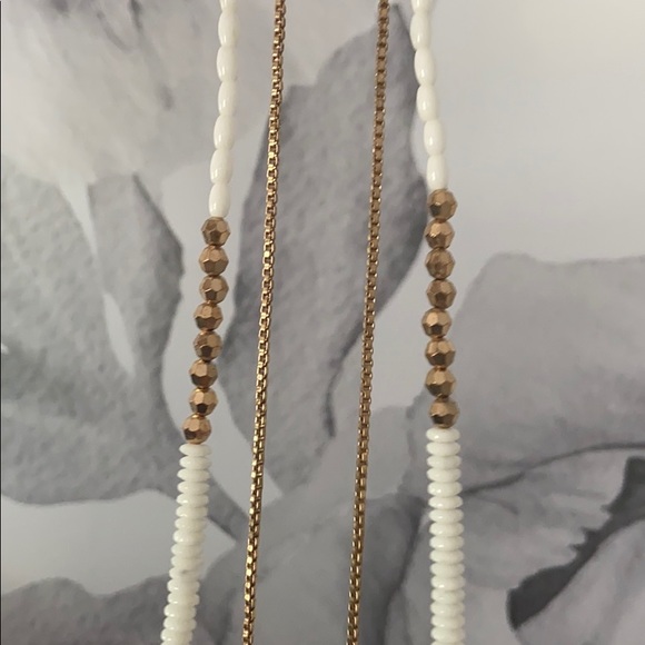 Two String Necklace Gold White and Light Green - Picture 3 of 3